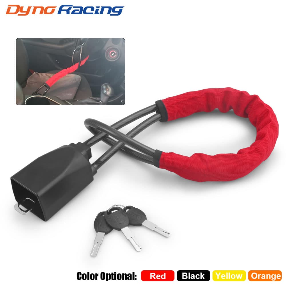 Car Steering Wheel Lock With Seat Belt Socket Steel Rope For Truck SUV Van RV With 3 Keys 