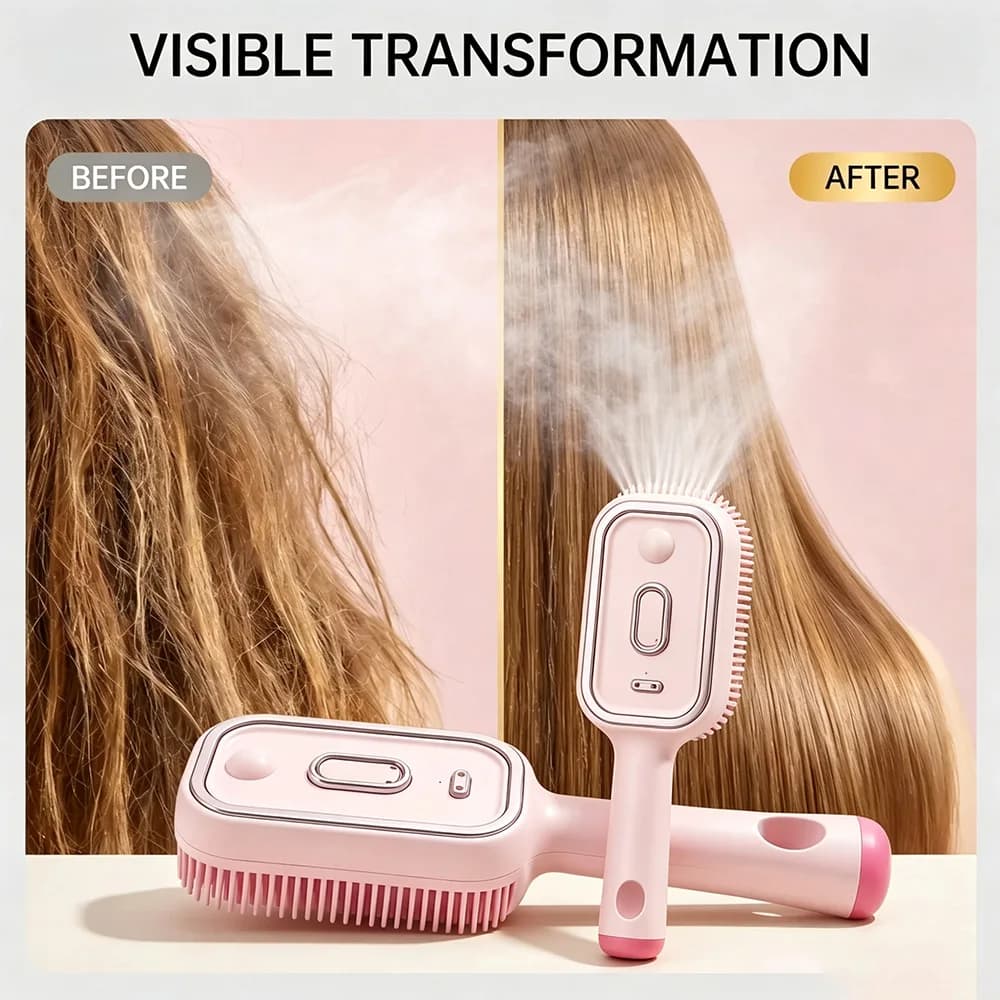 Electric Spray Hair Brush 2-In-1 Misting Hair