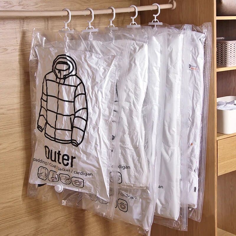 Hangable Transparent Vacuum Storage Bags Compressed Wardrobe