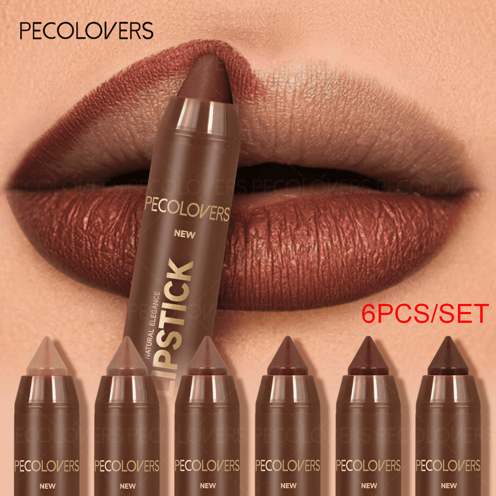 6PCS/Set Waterproof Matte Lipstick Pencil - Contour Tint Lipstick, Non-Stick Cup Lipliner 