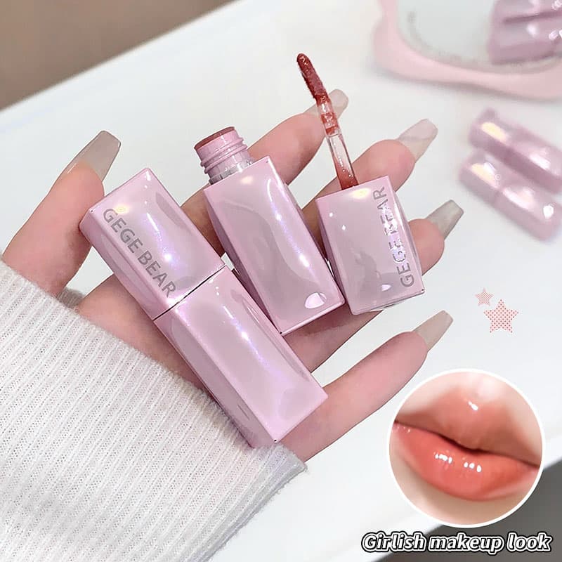GEGE BEAR Hydrating Lip Oil Gloss, Glass Shine Plumping Lip Serum, Moisturizing Clear Tint