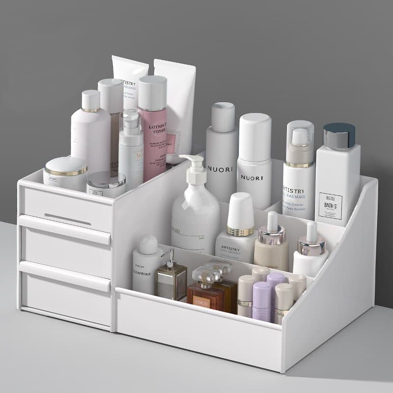 NEW 1pc White Drawer Makeup Storage Box Plastic Organizer for Cosmetics Skin Care Dressing