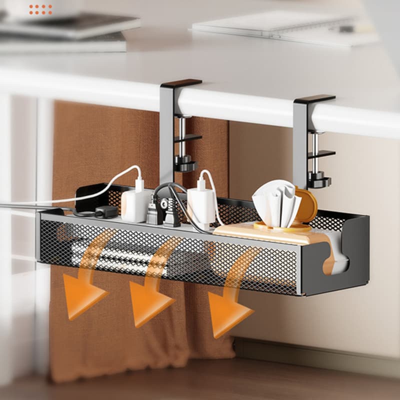 No Drilling Extendable Under Desk Cable Management Metal Cable Tray Under Desk With Clamp 