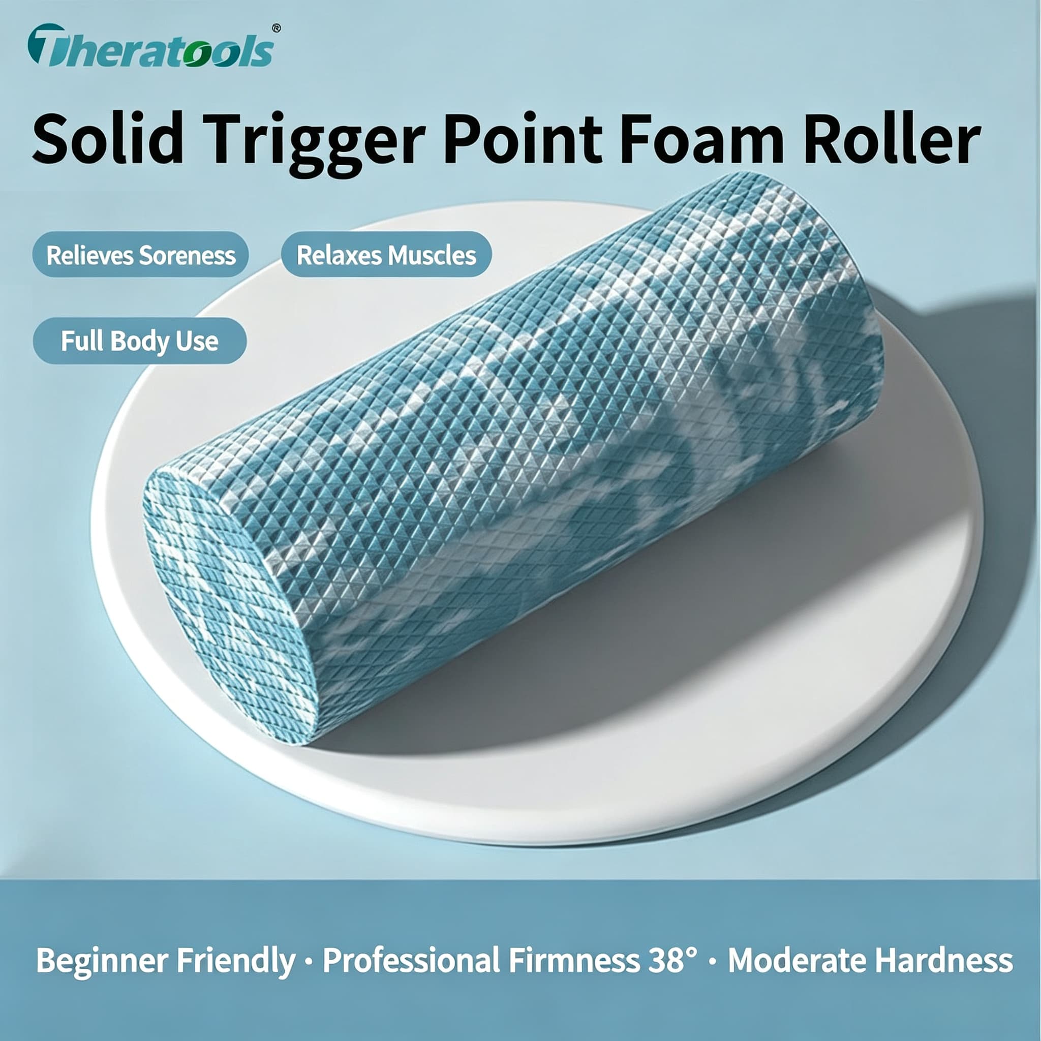 Solid Foam Roller for Muscle Recovery, Smooth